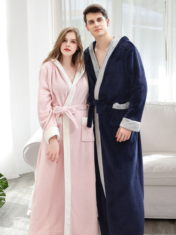 Comfortable Hooded Bandage Warm Pajama Robe