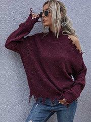 Urban Knitting Loose Hollow High-Neck Sweater