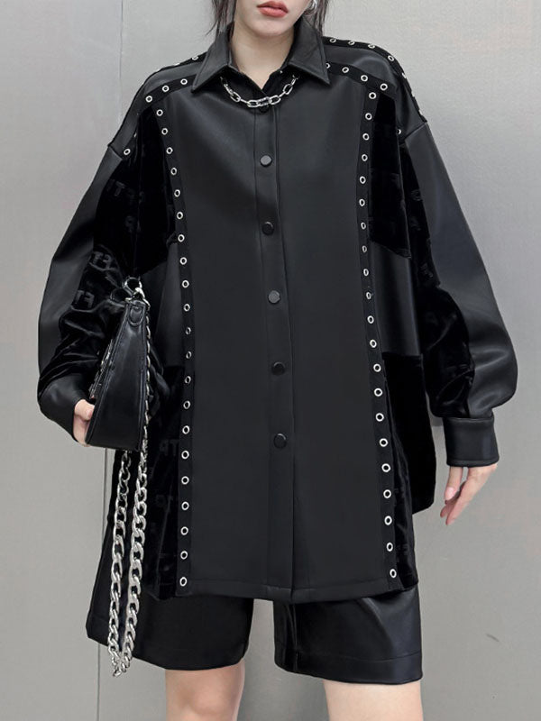 Buttoned Split-Joint High-Low Long Sleeves Lapel Blouses&Shirts Tops