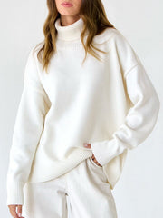 Long Sleeves Loose Solid Color High Neck Knitwear Pullovers Sweater Sweater Tops