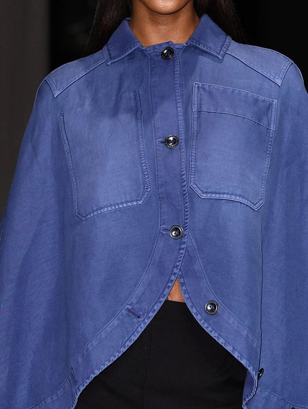 Buttoned Pockets Split-Joint Loose Lapel Cape