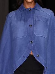 Buttoned Pockets Split-Joint Loose Lapel Cape