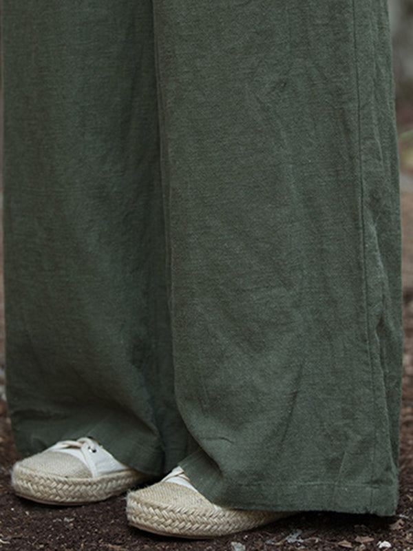 Elasticity Solid Color Wide Leg Trousers Pants