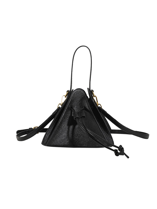 Drawstring Solid Color Split-Joint Triangle Handbags