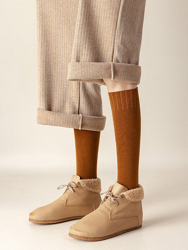 Casual Breathable Solid Color Mid-Calf Socks