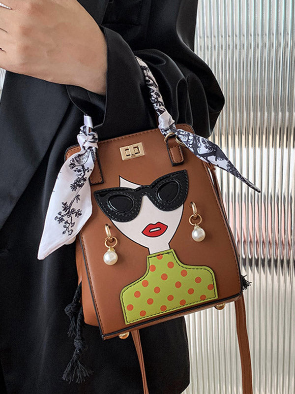 Figure Printed Split-Joint Handbags Crossbody Bags Bags