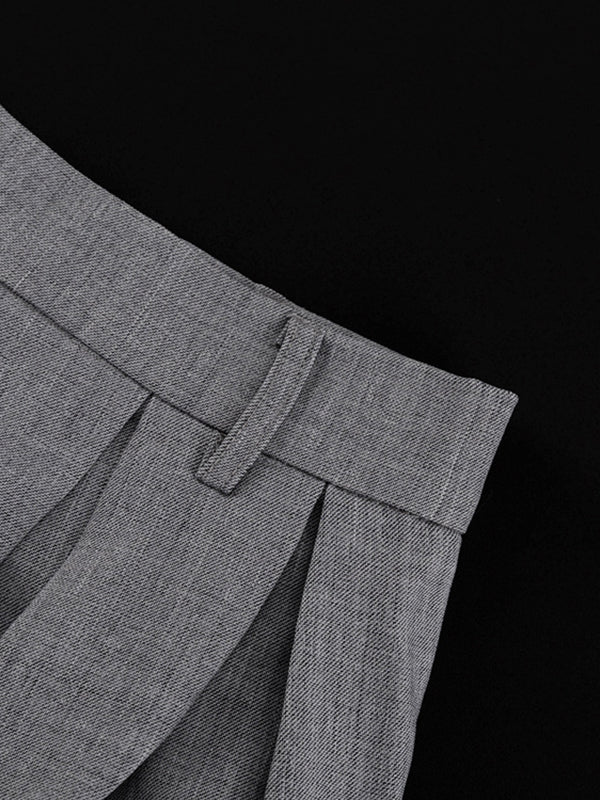 No Belt Pleated Solid Color A-Line High Waisted Skirts Bottoms