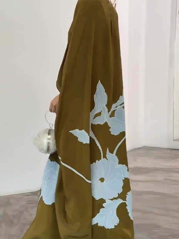 Printed Loose Round-neck Maxi Dresses