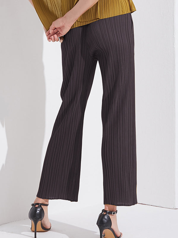 15 Colors Loose Elasticity High Waisted Wide Leg Pleated Pants