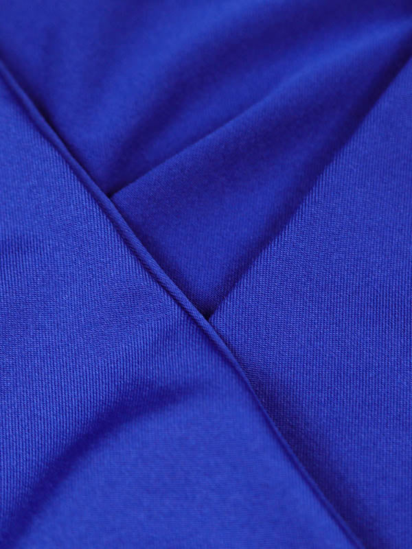 Pleated Ruffled Solid Color Split-Joint Bodycon Elasticated Waist V-Neck Midi Dresses