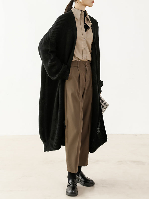 Urban Loose Solid Color Cardigan Tops