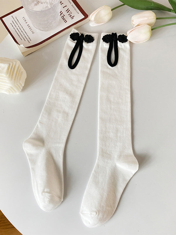 Casual Hollow Solid Color Disc Buckle Socks Accessories