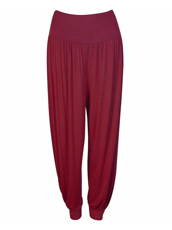 Simple Casual 9 Colors Pleated Harem Pants