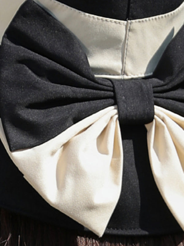 Bowknot Contrast Color Pleated Split-Joint Sun Hat Fisherman Hat