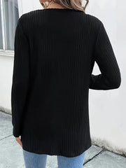 Beaded Solid Color Long Sleeves Loose Collarless Cardigan Tops