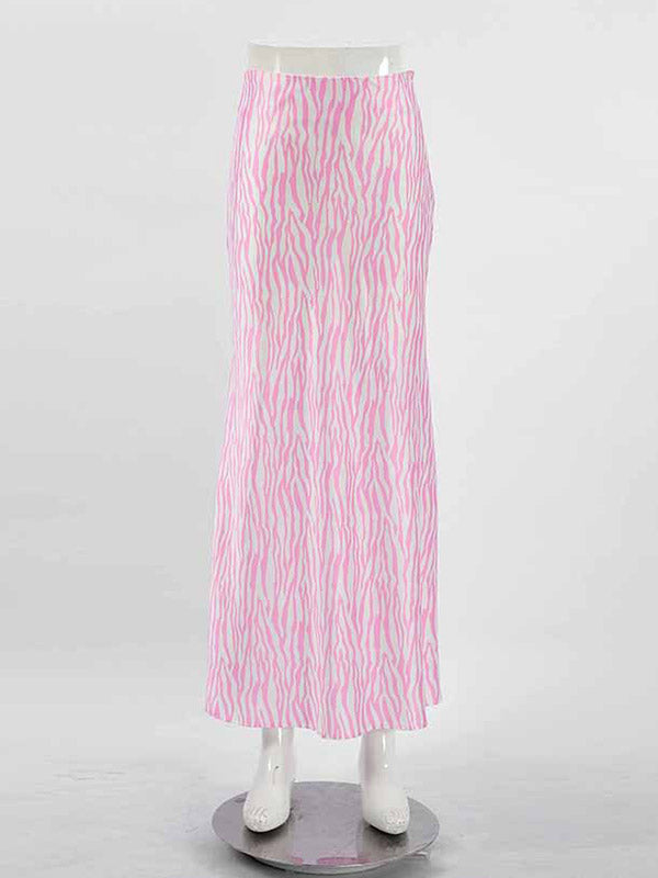 Contrast Color Zebra-Stripe Mermaid Skirts Bottoms