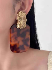 Geometric Leopard Pleated Split-Joint Earrings Accessories Drop Earrings