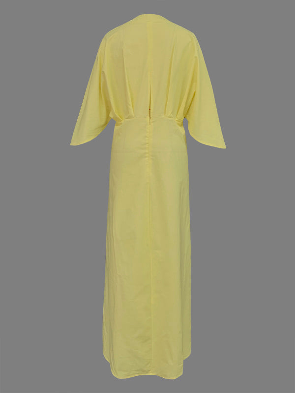 Solid Color High-low Loose V-neck Maxi Dresses