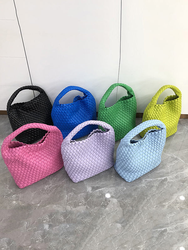 Solid Color Woven Handbags Bags