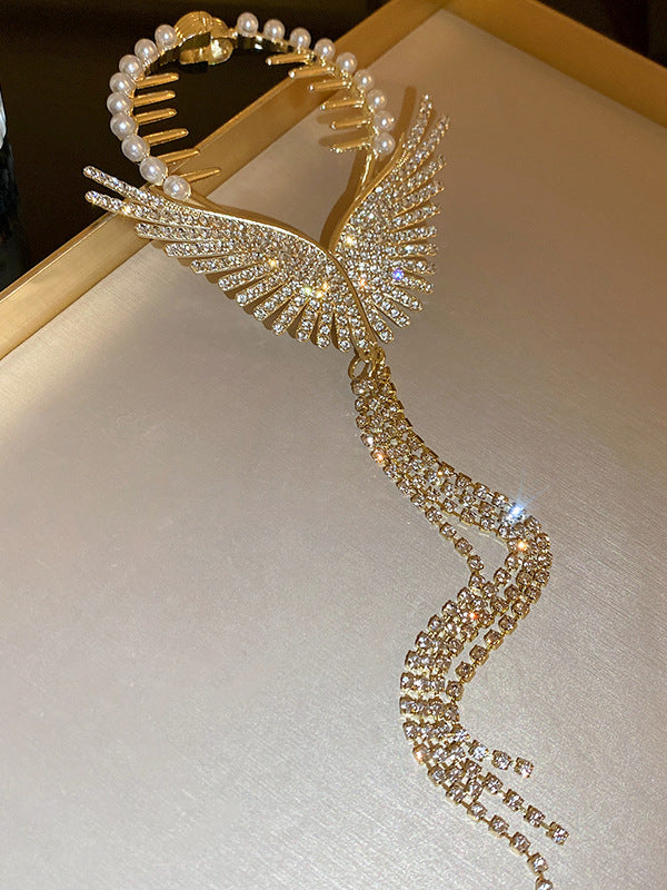 Geometric Rhine Stones Tasseled Hair Accessories