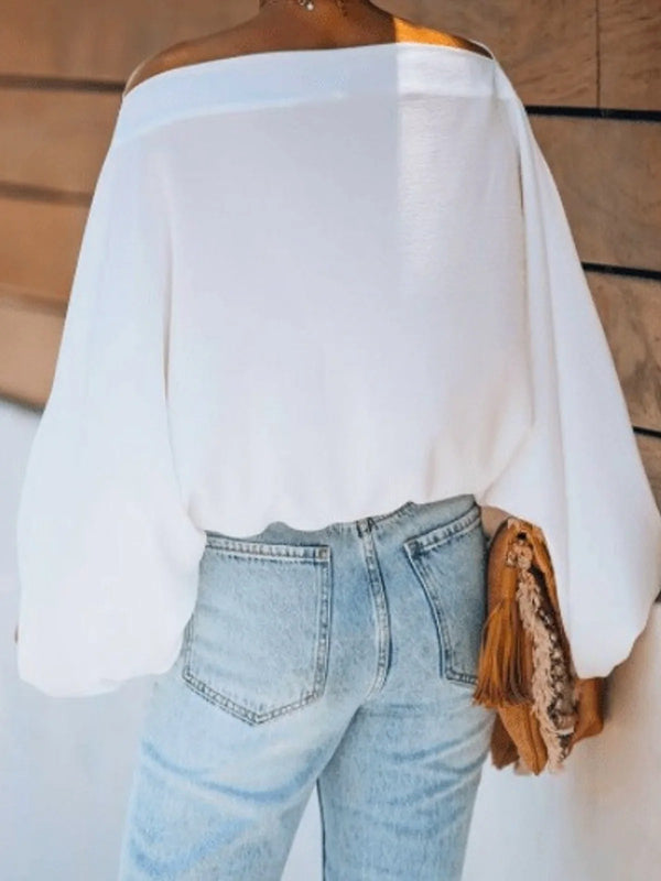 Simple Loose 3 Colors Solid Color Puff Sleeves T-Shirt