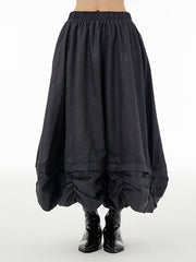 Elasticity Pleated Solid Color Split-Joint Loose Skirts