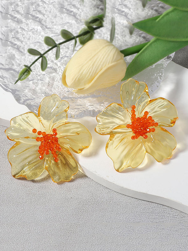 Flower Shape Slightly Sheer Earrings Accessories