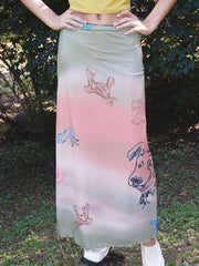 Animal Printed Gradient Split-Joint Bodycon Skirts Bottoms