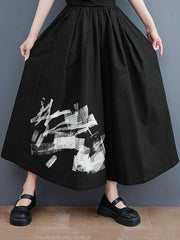 Abstract Printed Elasticity Loose Wide Leg Casual Pants Bottoms