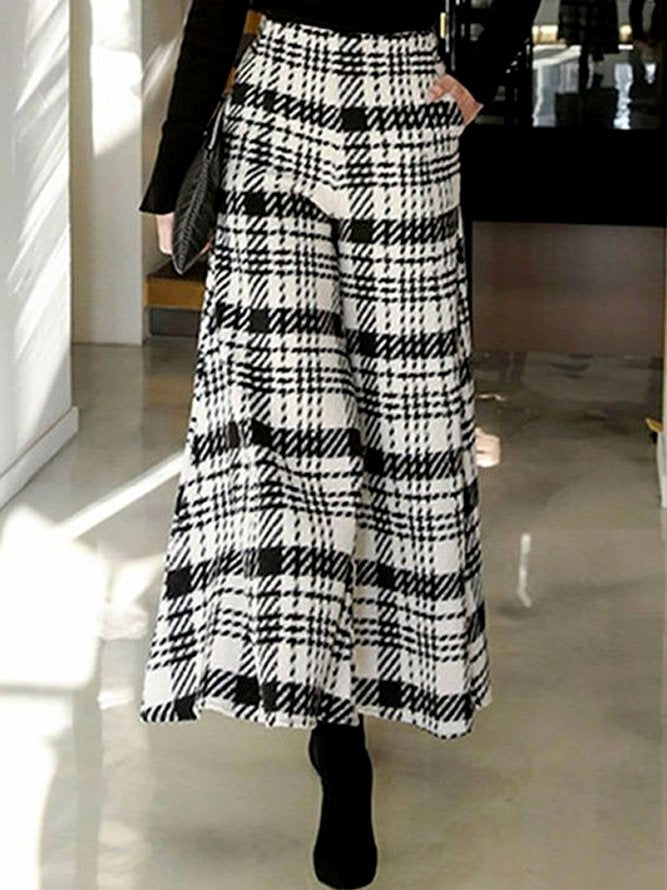 Urban Wide Leg Loose Plaid Mid Waist Pants
