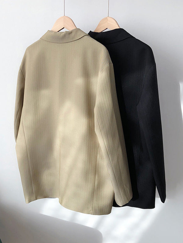 Loose Solid Color Casual Blazer Outwear