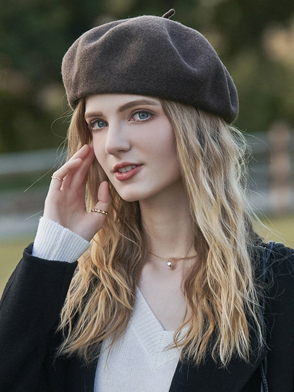 Simple Wool Solid Color Beret Hat