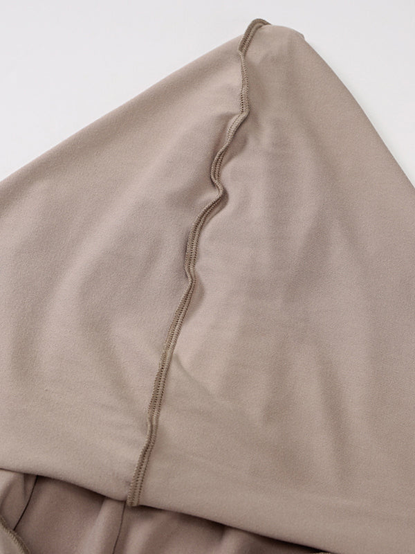 Solid Color Split-Joint Long Sleeves Plus Size Hooded Maxi Dresses