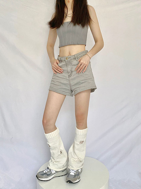 Flared Hollow Solid Color Leg Warmers Accessories