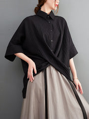 Original Simple Casual Loose Solid Color Cross Blouse