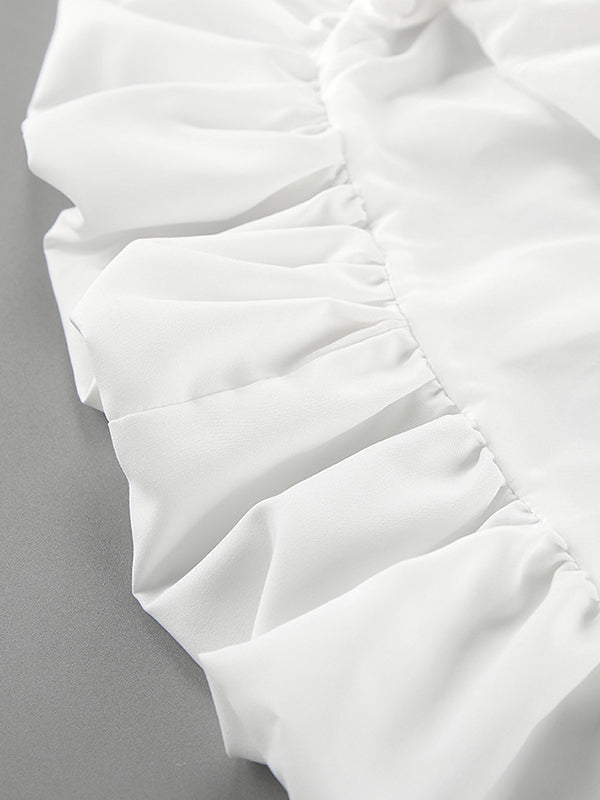 Elasticity Pleated Solid Color A-Line Loose Skirts Bottoms