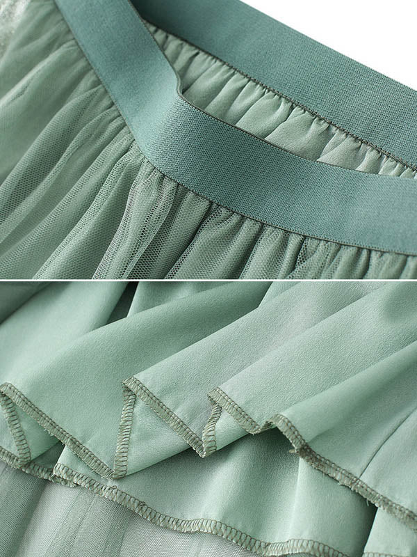 Urban Solid Color Elasticity Waist A-Line Skirt