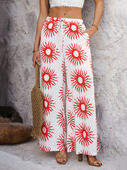Contrast Color Drawstring Pockets High Waisted Loose Trousers Pants