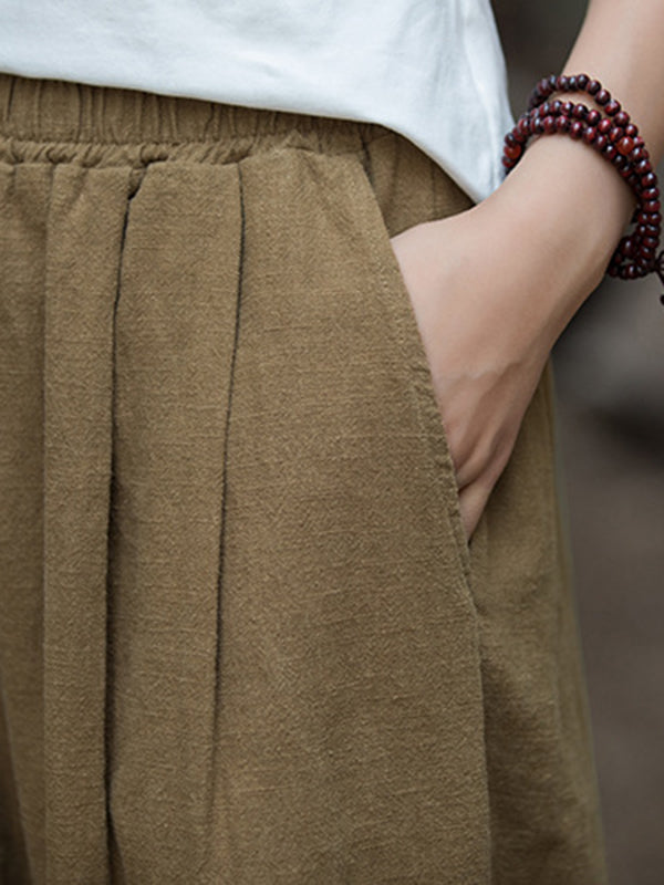 Elasticity Solid Color Wide Leg Trousers Pants