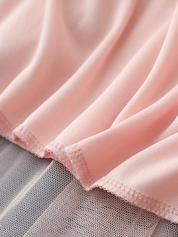 Original Simple Casual Irregular Solid Color Pleated Mesh Skirt