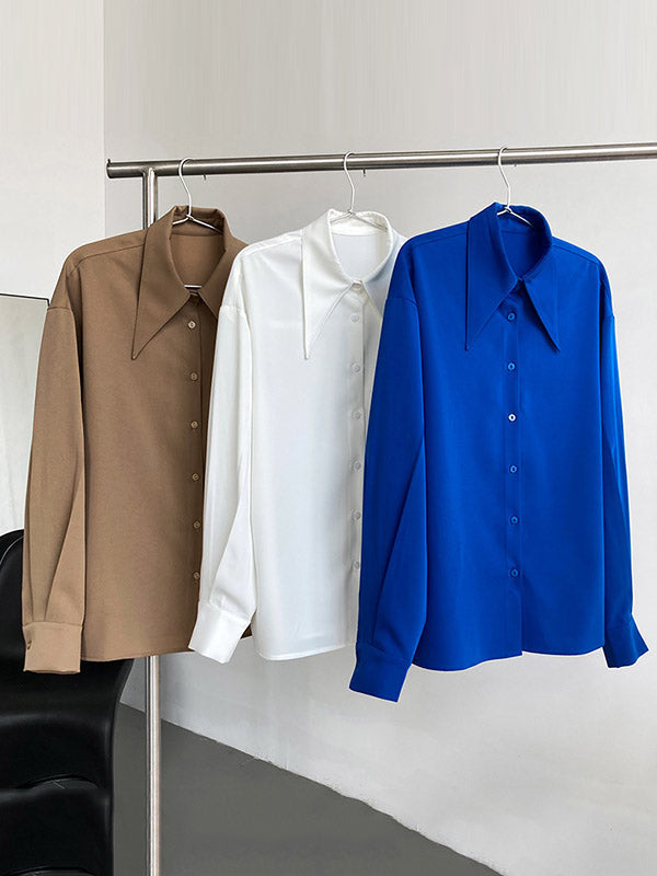 Stylish 3 Colors Solid Color Long Sleeves Blouse