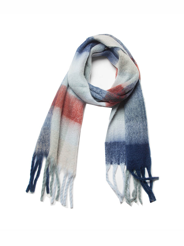Keep Warm Multi-Colored Plaid Tasseled Thick Shawl&Scarf