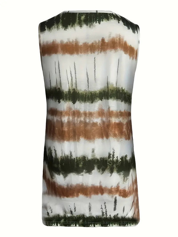 Printed Loose Sleeveless Spaghetti-Neck Vest Top