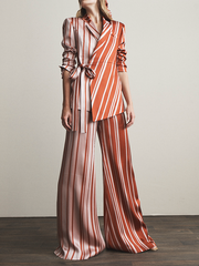 Striped Loose Wide Leg Trousers Casual Pants Bottoms