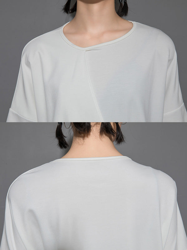 Original Irregularity Split-Joint Solid T-Shirts Tops