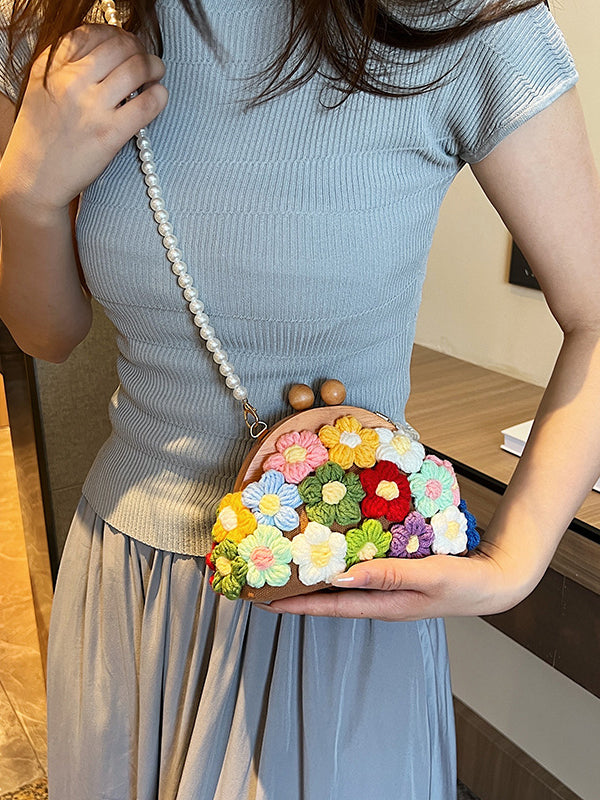 Chains Flower Shape Handbags Crossbody Bags