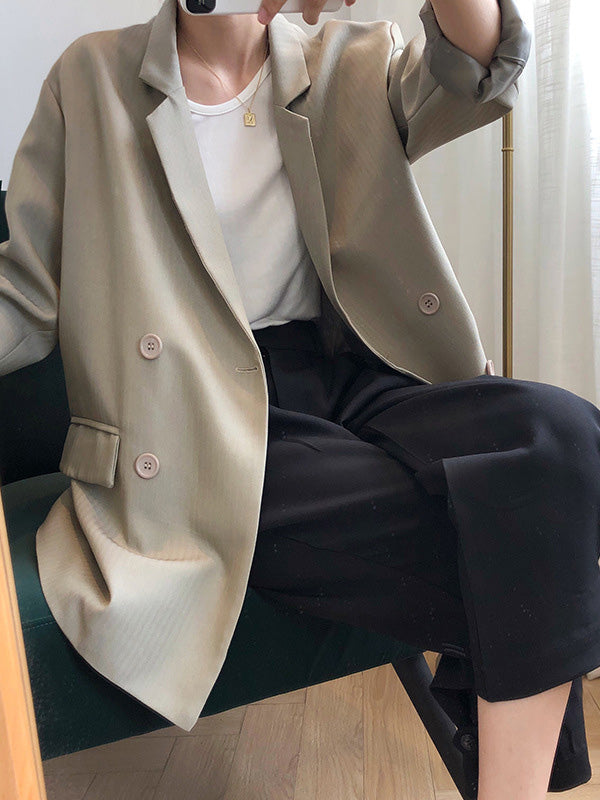 Loose Solid Color Casual Blazer Outwear