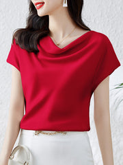 Solid Color Loose Short Sleeves One-Shoulder T-Shirts Tops