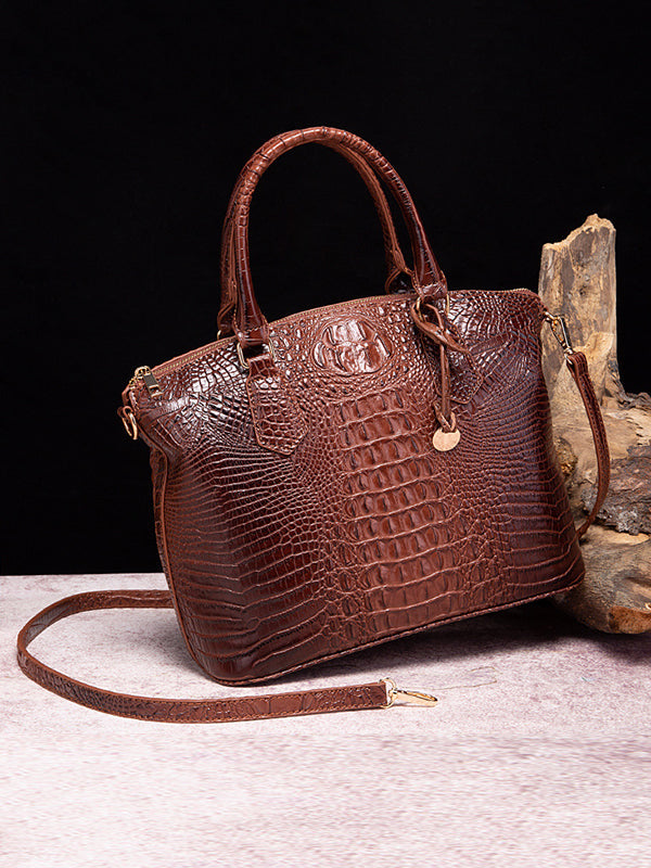 Alligator Print Pleated Split-Joint Handbags Bags
