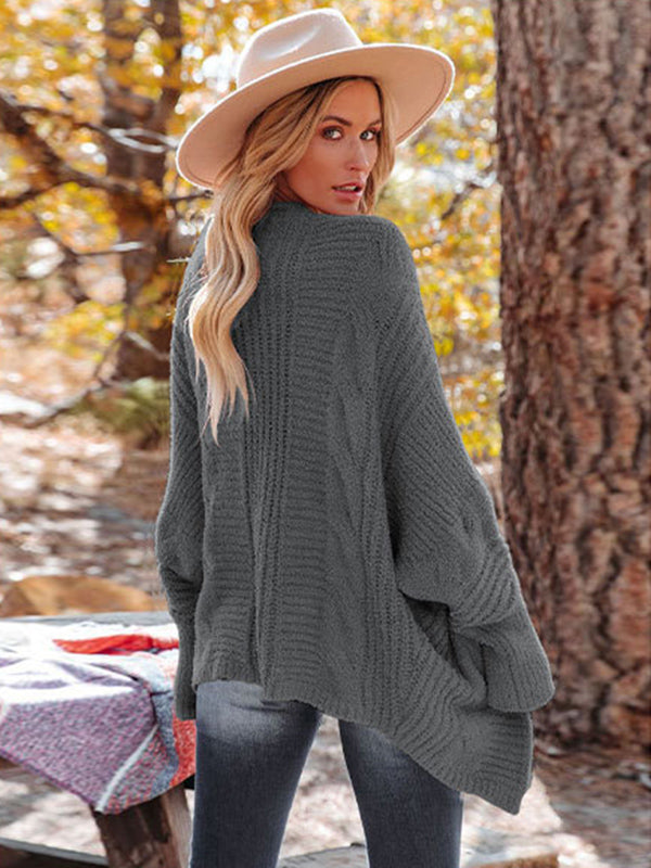 Casual Batwing Sleeves Loose Solid Color Cardigan Tops
